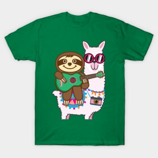 Sloth Llama Ukulele T-Shirt